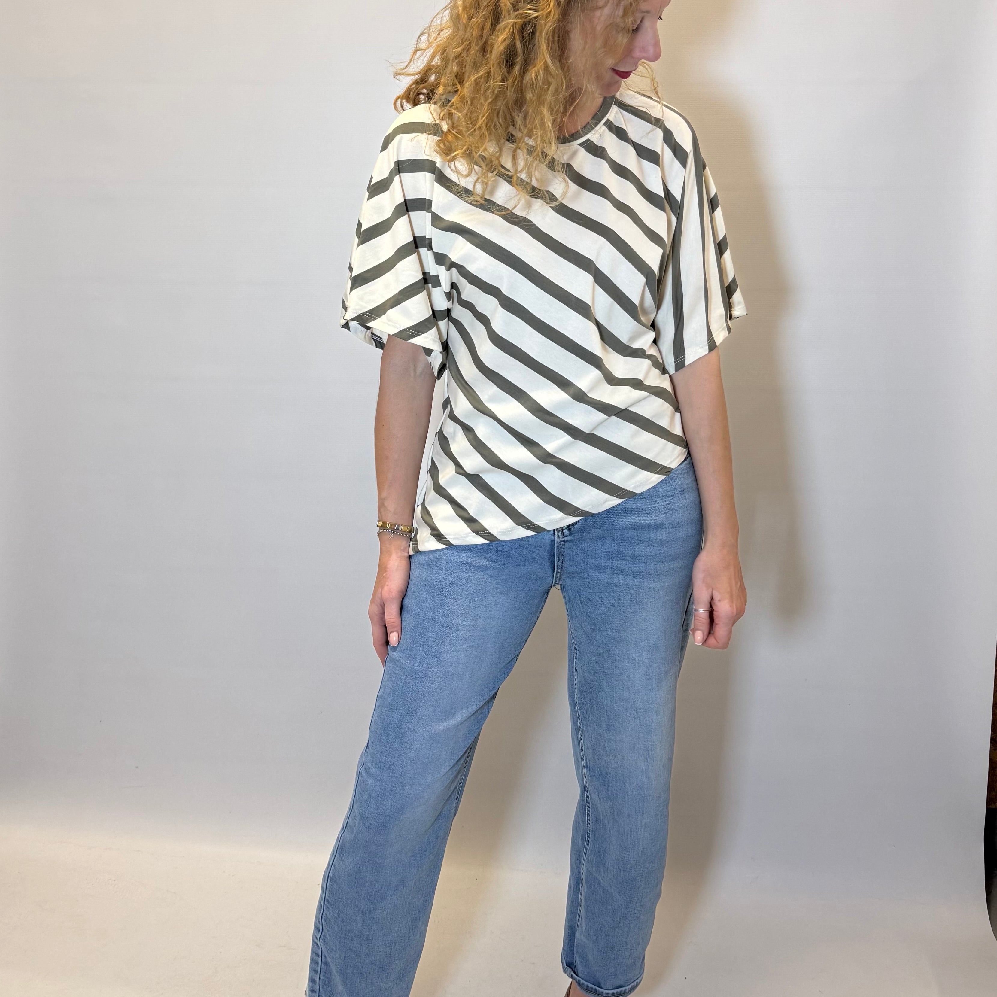 Stripped Asymmetrical T-Shirt