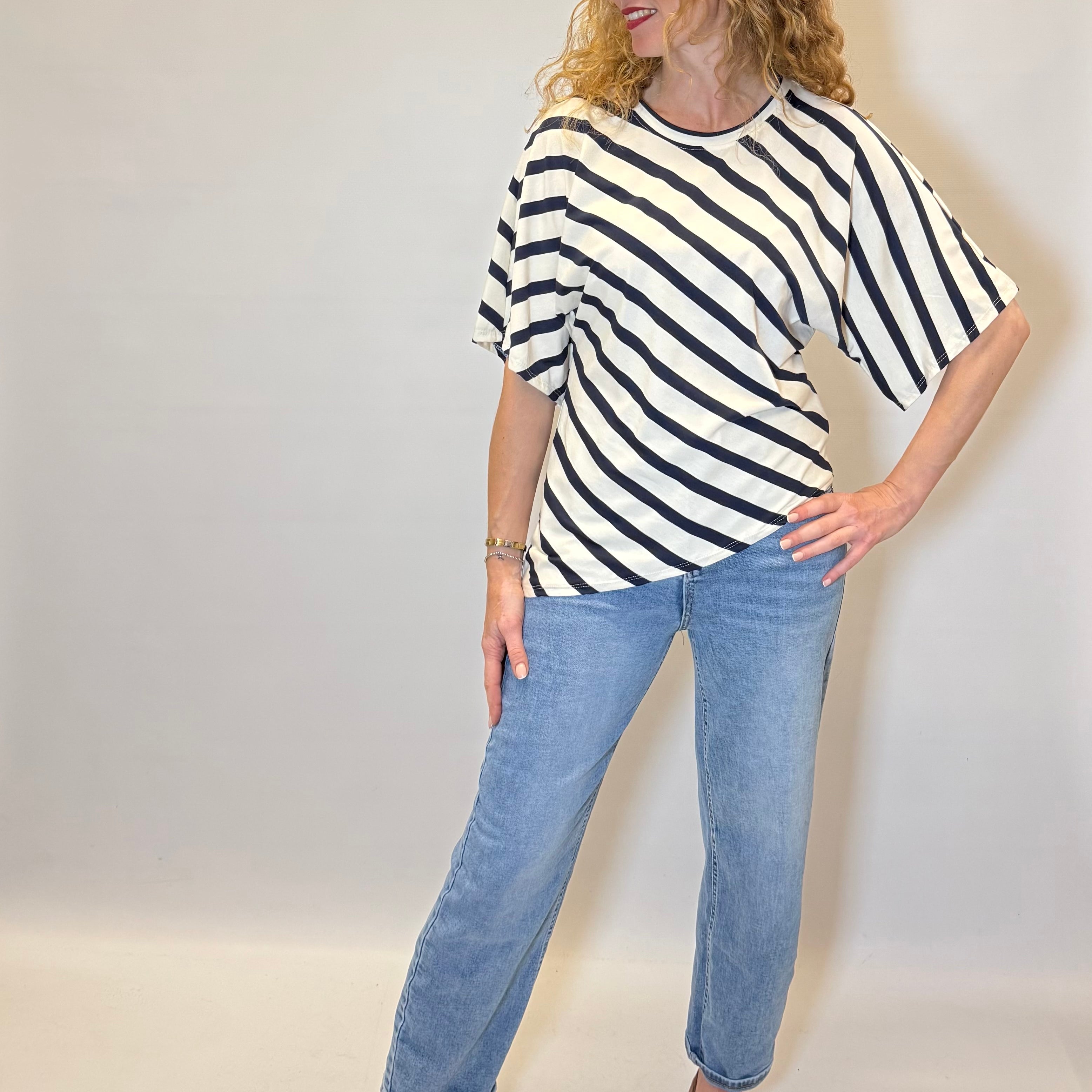 Stripped Asymmetrical T-Shirt