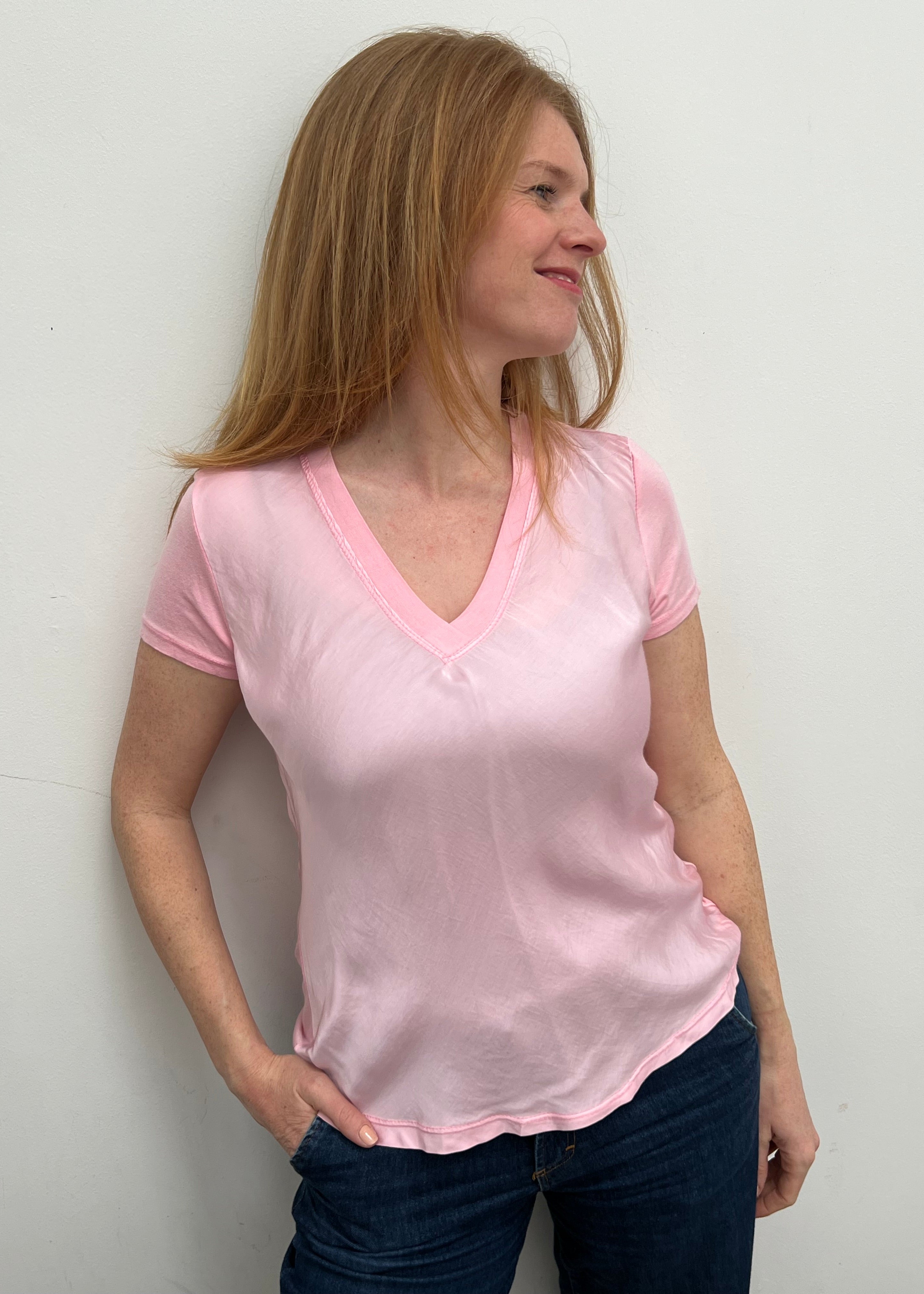 solo-mia-satin-silky-v-neck-tshirt
