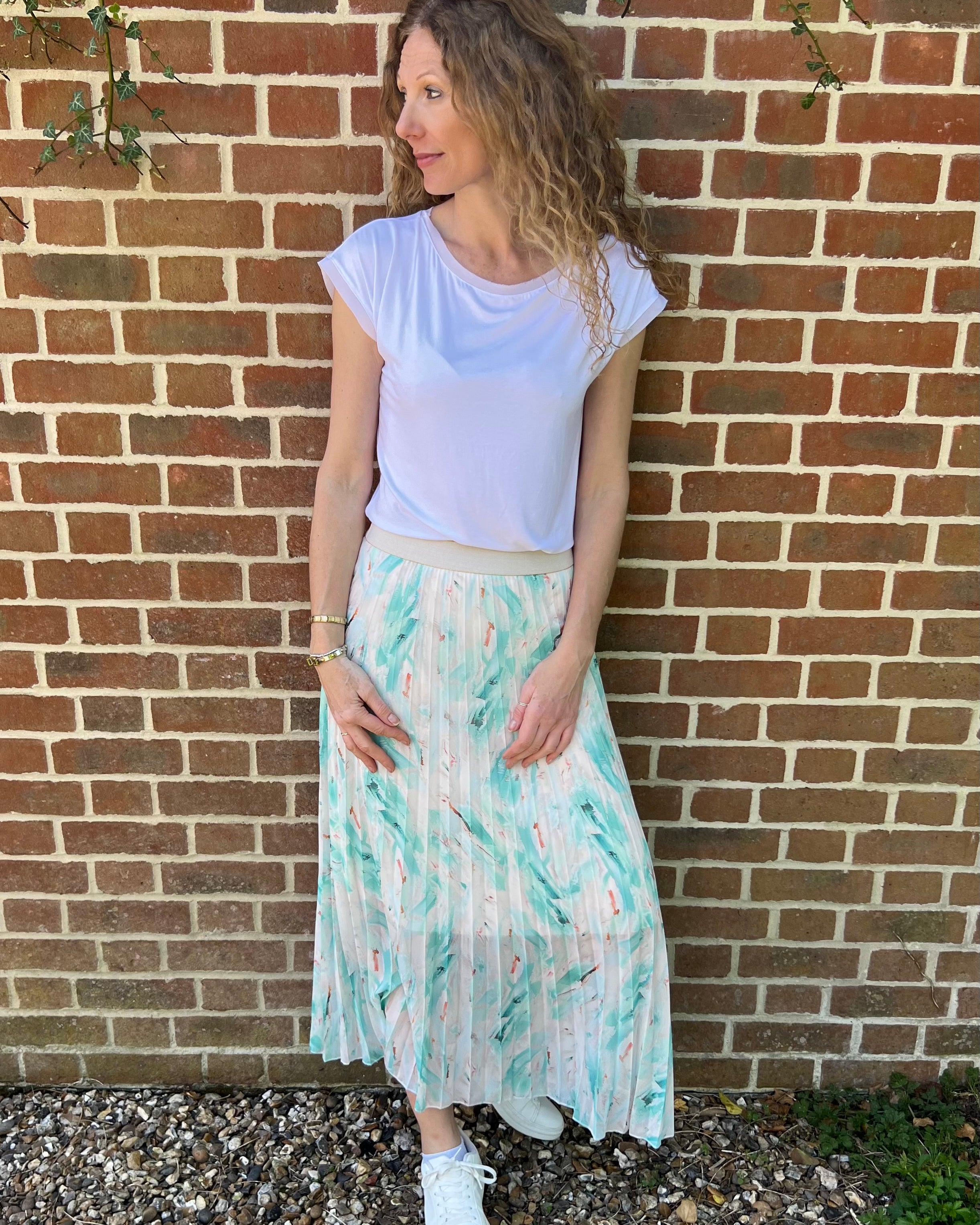 Turquoise flora vera skirt