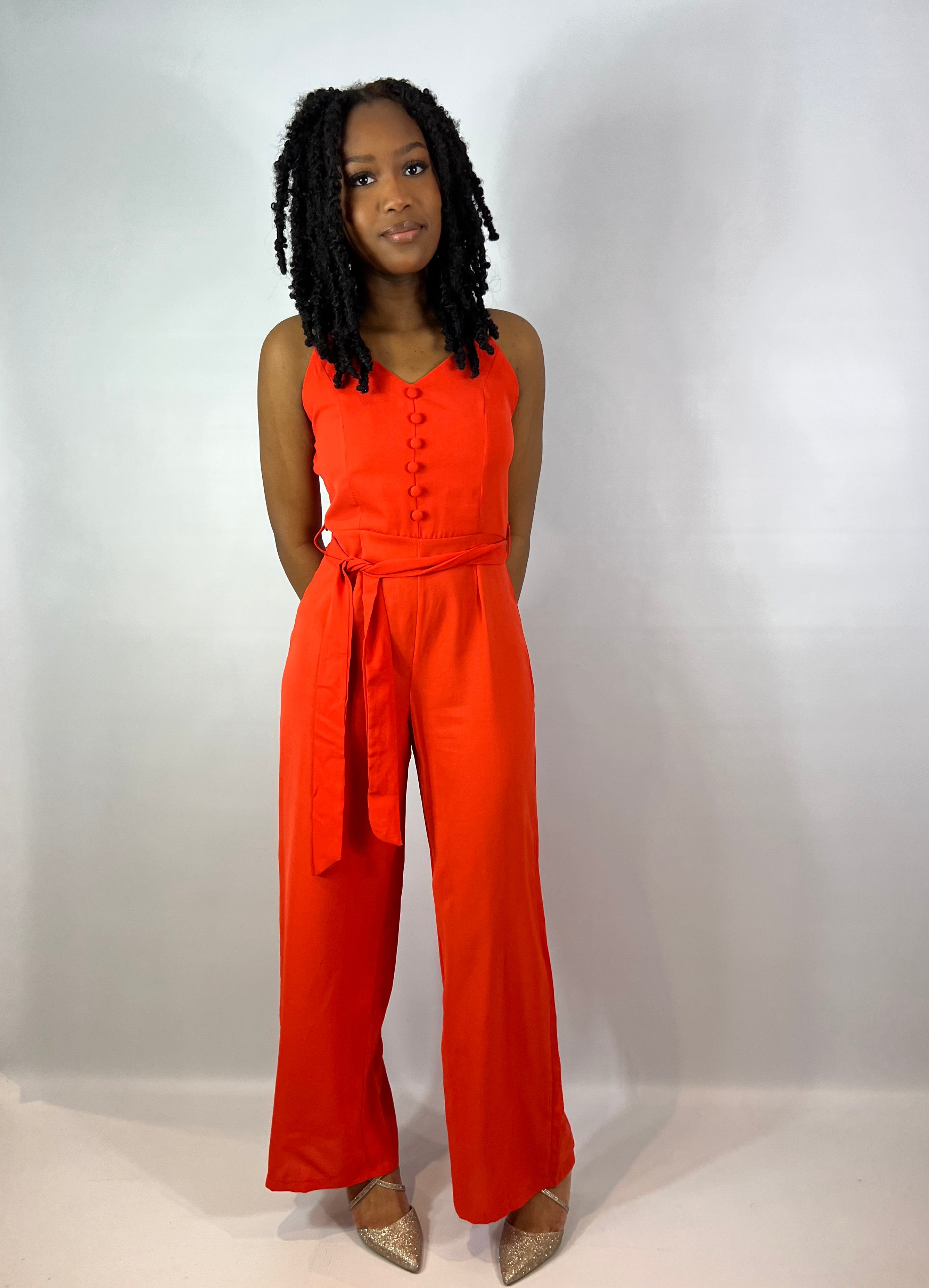 Orange and black jumpsuit cheap