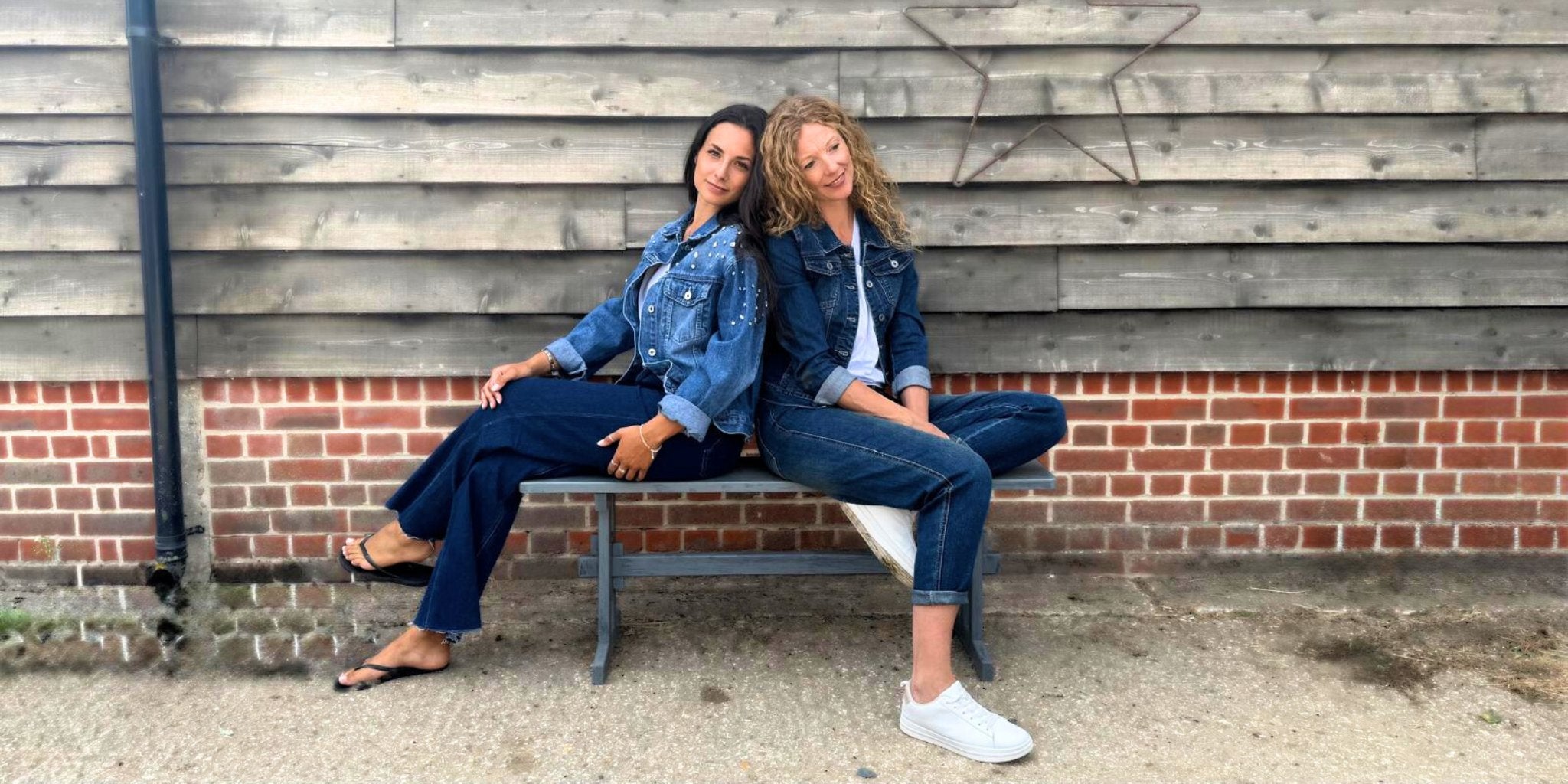 Ladies wearing denim jackets and denim jeans for everyday wear.