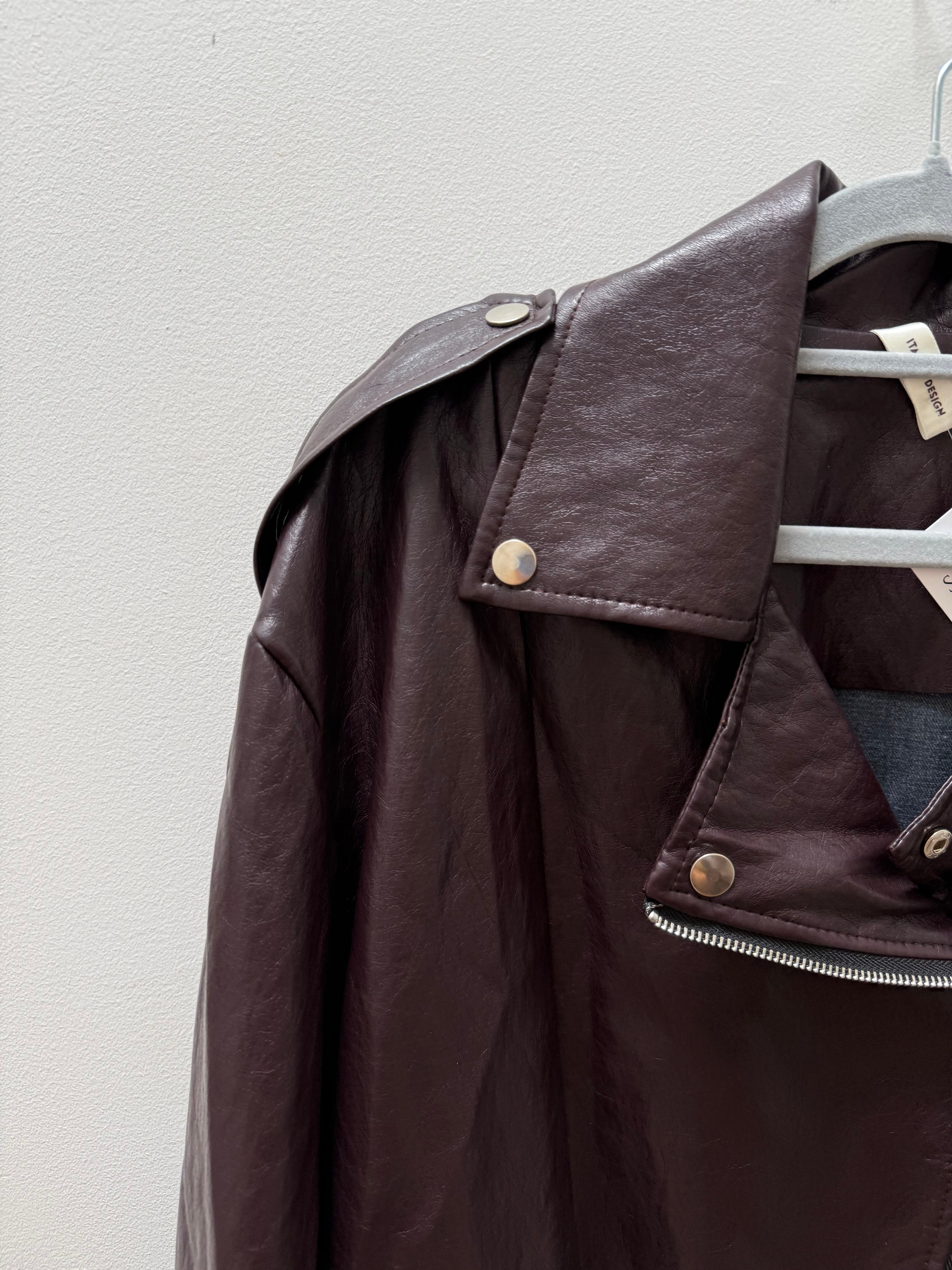 Faux Leather Bomber