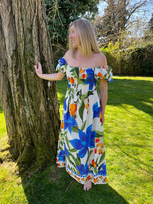 Conti Blue Bold Flowers Dress