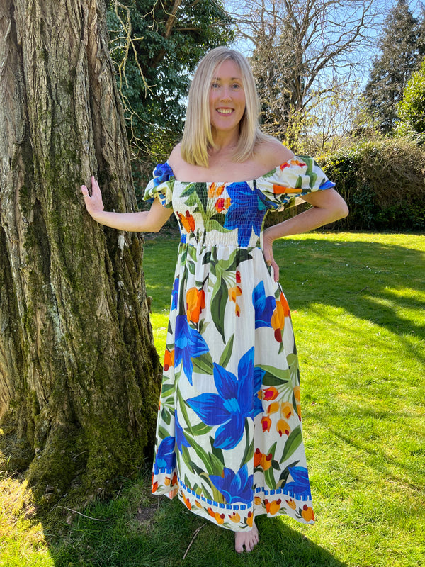 Conti Blue Bold Flowers Dress