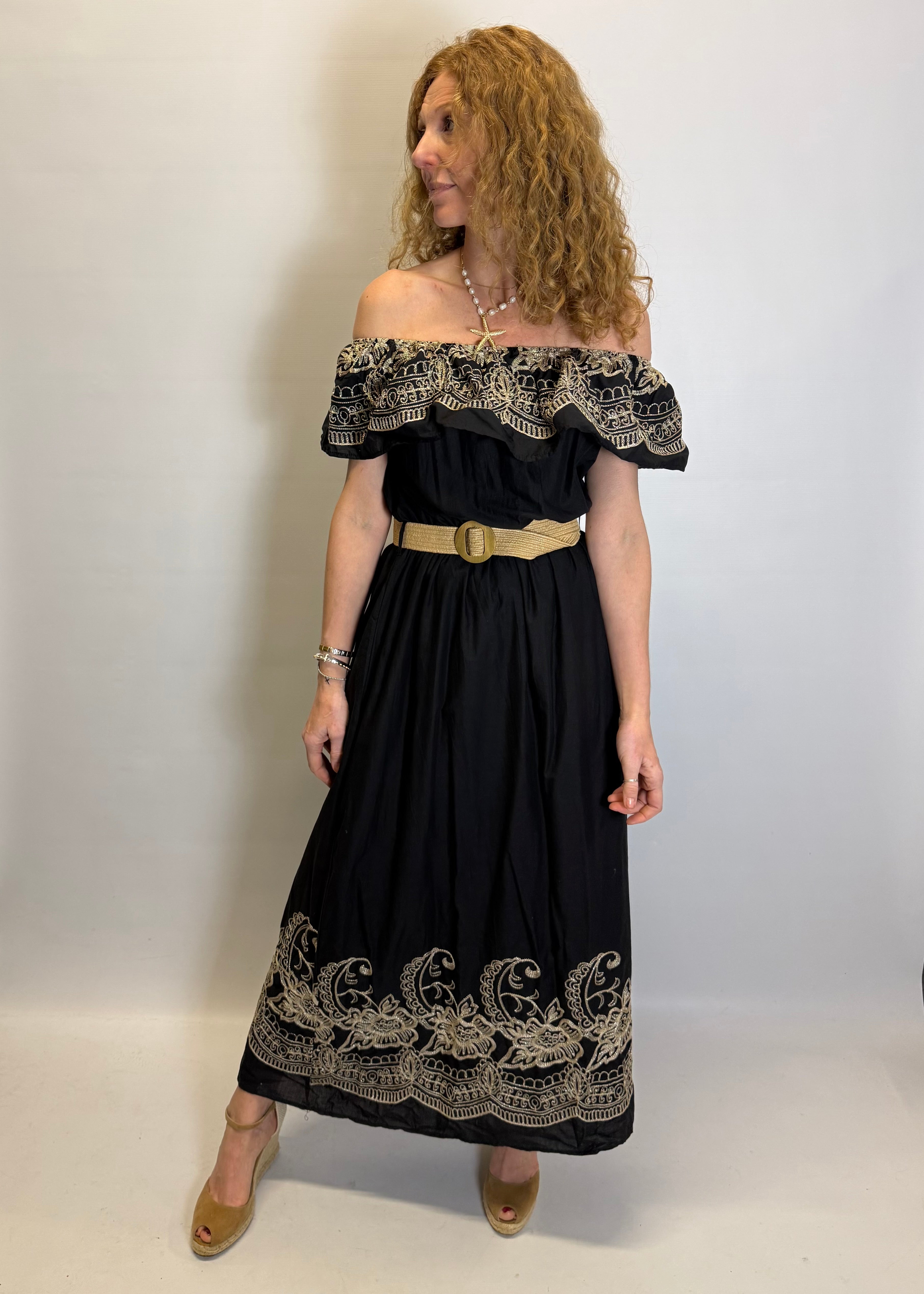 chinese dress ladies Hunter Green Split Neck Puff Short Sleeve Tiered Midi Dress – SSYS