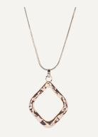 Necklace with a diamond-shaped pendant on a white background