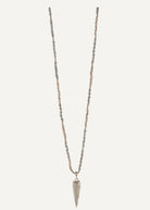 Beaded Necklace with a heart pendant on a white background