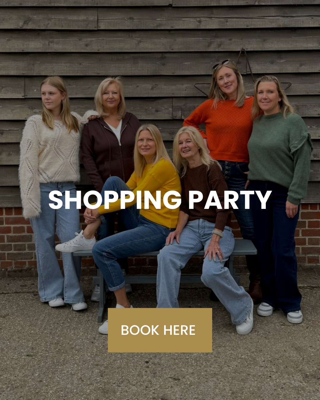 Group of ladies having a private shopping party with a personal shopping experience in ladies boutique in Hampshire at Solo Mia Italian fashion boutique