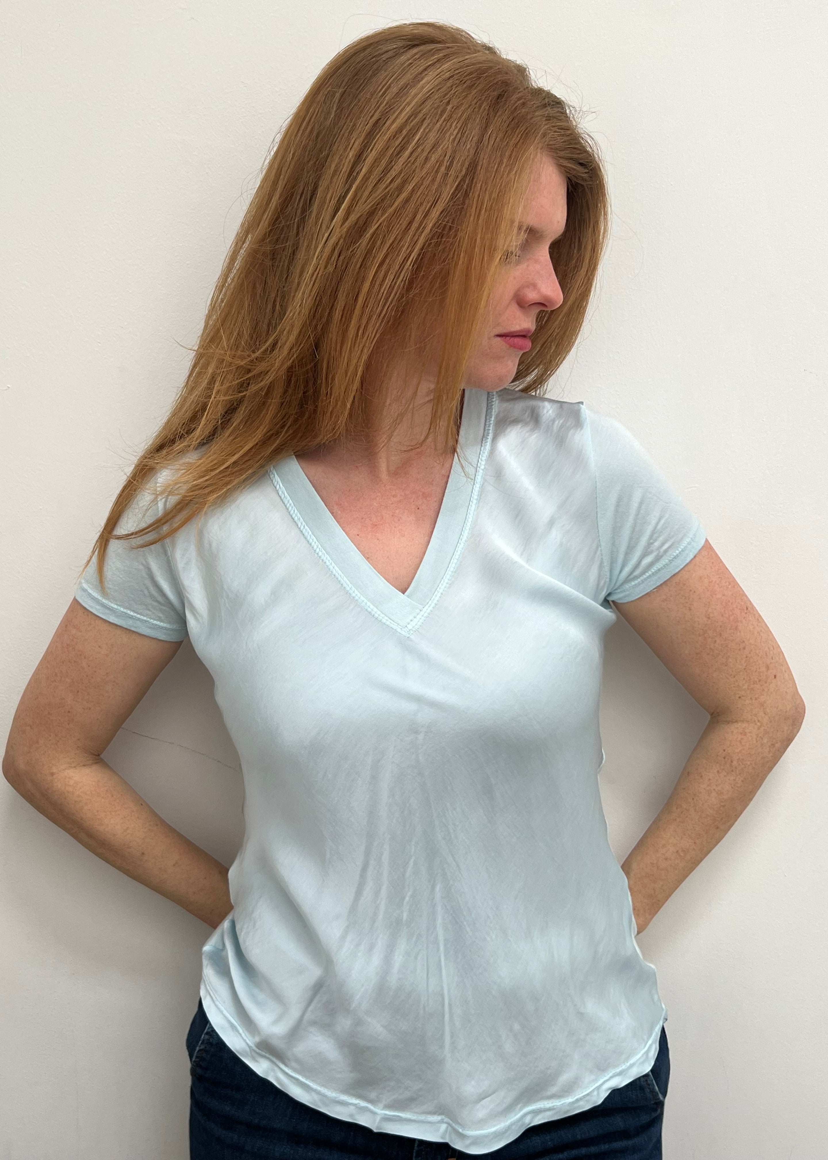 solo-mia-satin-silky-v-neck-tshirt