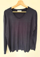 Black V-neck jumper