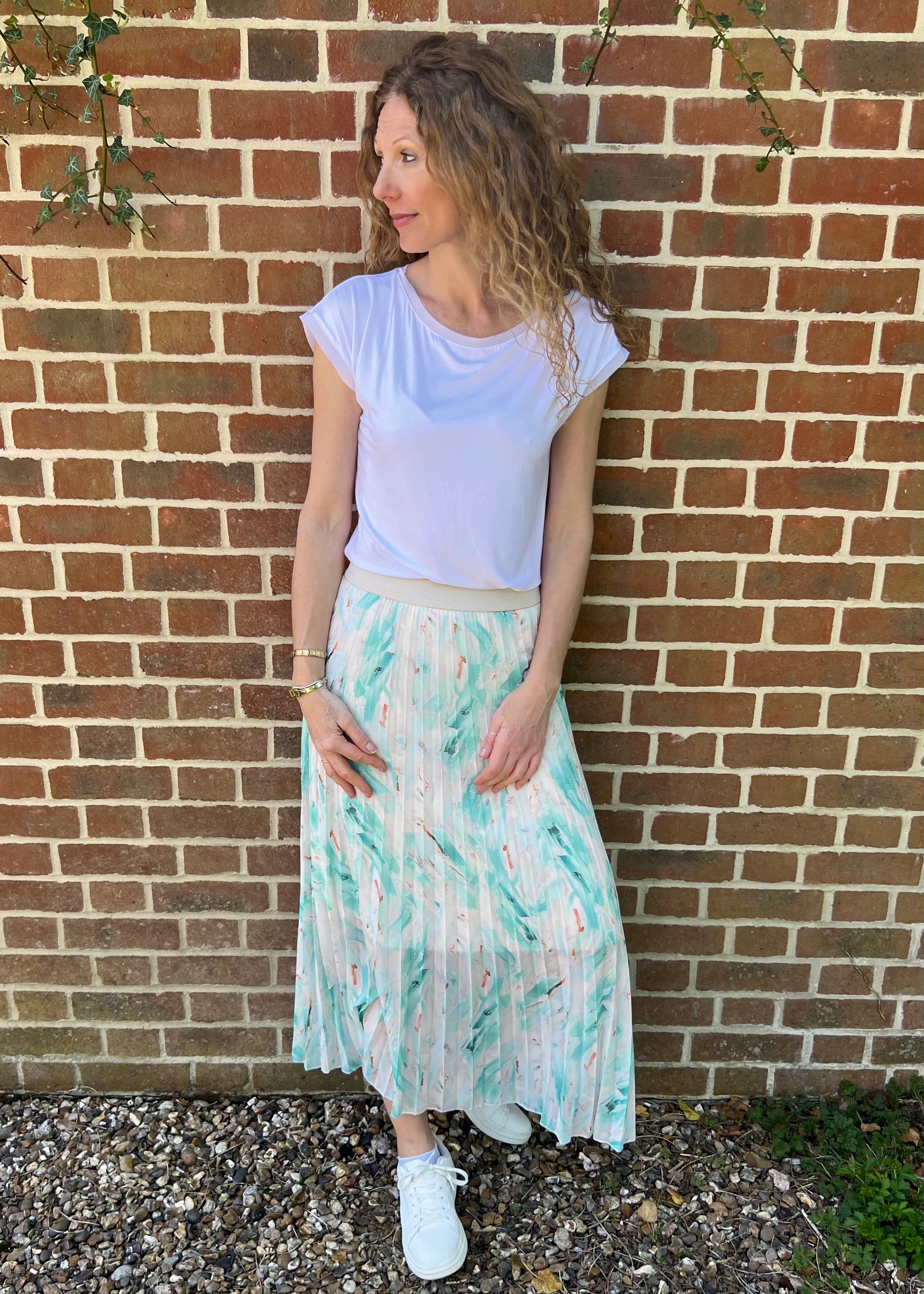 Turquoise flora vera skirt
