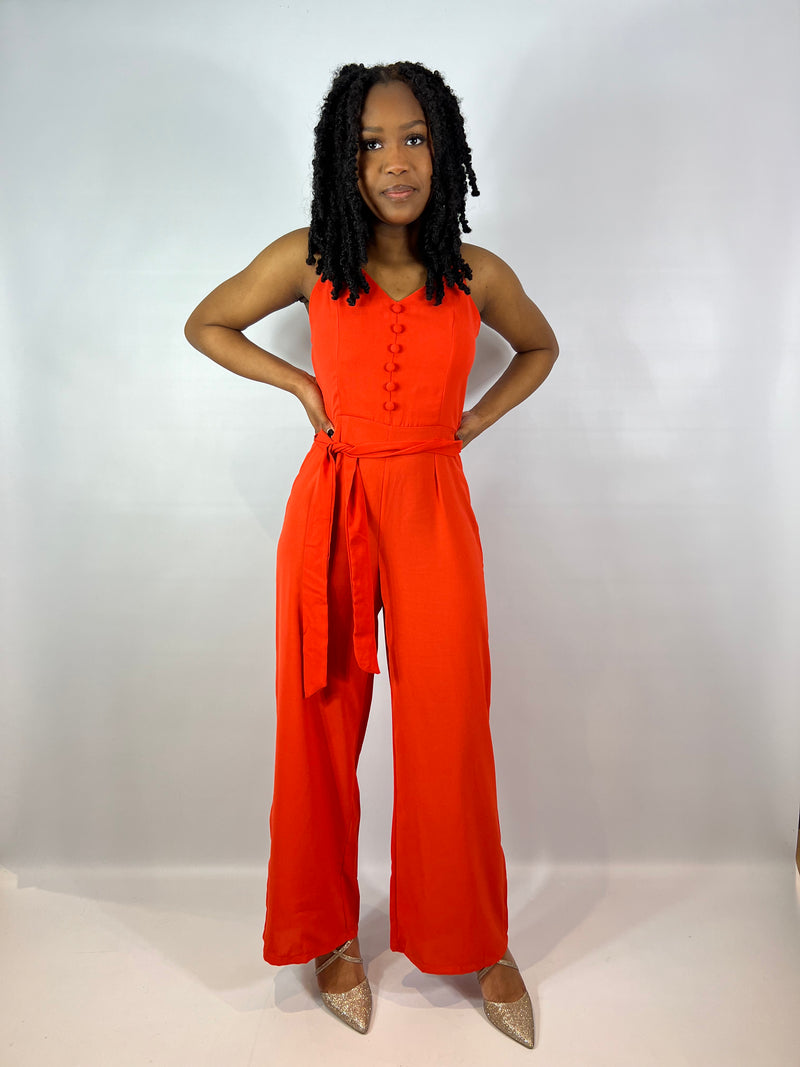Ladies orange jumpsuit sales