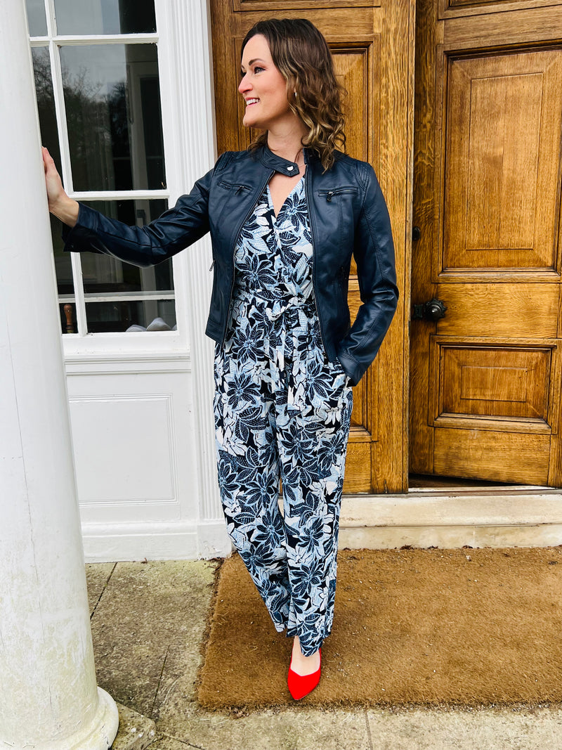 Conti Blue Floral Jumpsuit